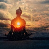 Yoga,Day,Concept.,Multiple,Exposure,Image.,Clouds,And,Sun.,Pranayama
